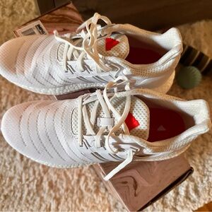 Barely worn adidas ultra boost, all white. Women’s US 8